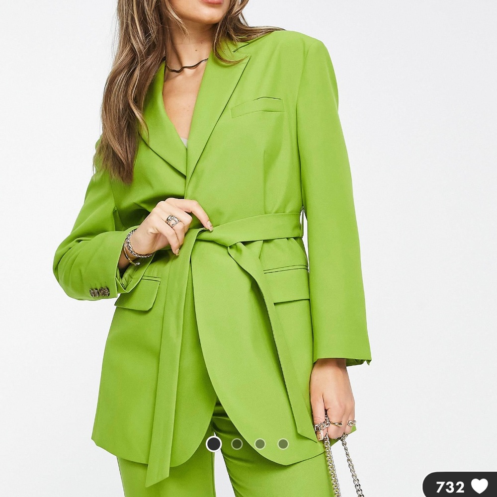 ASOS Belted suit blazer in green